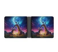 sinyumoney Giraffes Under A Magical Moonlit Sky 3D Print Clutch Purse ID Window Coin Slots Note Section Soft Convenient Purse Youth Guys 11.7cm*9.5cm