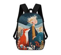 sinyumoney Girl And Fox Under Starry Sky Backpack School Bag Travel College Rucksack Backpacks for Girl, Teen Girls 17inch