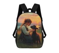 sinyumoney Girl And Lamb at Sunset Backpack School Business Laptop Rucksack Bag Unisex Casual Daypack for Teenage Girls Boys Women Men 17inch