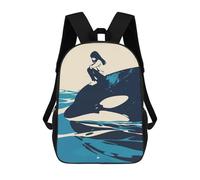 sinyumoney Girl And Orca of The Ocean Minimalist Art Illustration Backpack School Large Water Resistant Laptop Backpack for Teenage Girls Boys Women Men 17inch