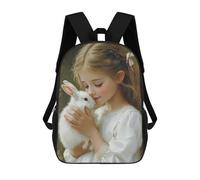 sinyumoney Girl And Rabbit 3D Printed 17inch Kids School Backpack School Bag Fashion Rucksacks for Boys Elementary And Middle School Students