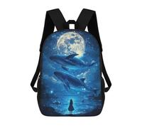 sinyumoney Girl Gazing at Whales Ronaldo Backpack, Children's Backpack, Student School Bag, Book Bag, 3D Printed School Bag For Boys And Girls, 17inch