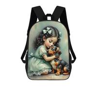 sinyumoney Girl Hugging Dachshund Backpack School Bag Business Durable Laptop Bag- Perfect for Travel, Work And Daily Use 17inch