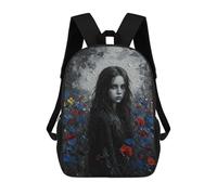 sinyumoney Girl in A Field of Flowers Backpacks Kids Student Schoolbag,3D Printed Backpacks,Elementary And Middle School Students Backpacks for Boys Girls 17inch