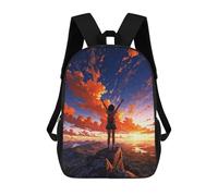 sinyumoney Girl on Mountaintop Sunset School Backpack Daypacks Business Backpack Water Resistant Bookbag for Men/Women 17inch