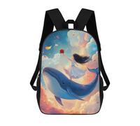 sinyumoney Girl on Whale in Sky 3D Printed School Backpack Casual Children's Backpacks 3D Printed School Bag for Boys Elementary And Middle 17inch