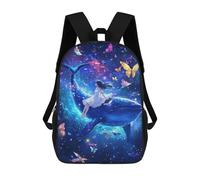 sinyumoney Girl on Whale with Butterflies Children's Backpack, 3D Printed School Backpack, Backpack for Boys Girls, Adjustable School Bag for Primary School 17inch