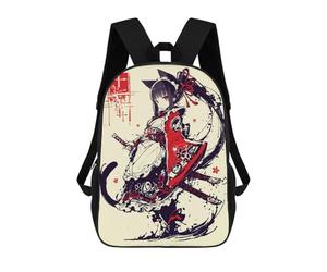 sinyumoney Girl Warrior with Katana School Backpack Large Water Resistant Laptop Backpack for Girls Boys Teenage 17inch