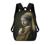 sinyumoney Girl with A Hamster Backpacks Kids 17inch School Backpack School Bag 3D Printed School Bag for Boys Elementary And Middle School Students