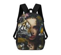 sinyumoney Girl with Animals Poster Children's 17 Inch School Backpack 3D Printed Cool Knapsack for Kids Travel Rucksacks Book Bags Kids School Bag