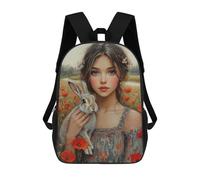 sinyumoney Girl with Rabbit in Poppy Field-1 Backpack 3D Printed School Bag For Boys High Capacity Travel Backpacks Book Bags Boys School Bag Mochila 17inch
