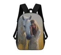 sinyumoney Girl with White Horse Painting Backpack School Bag Business Durable Laptop Bag for Campus Outdoor Travel Sports 17inch