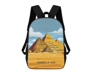 sinyumoney Giza Ancient Wonders School Bag Backpack Teen Schoolbag 3D Printing Adjustable Schoolbag Fashion Pocket Bag for Kids Boys Girls Students And Teenagers Fans 17inch