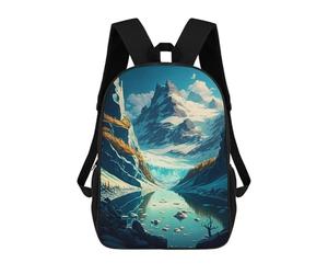 sinyumoney Glacier Valley Backpacks 3D Printed 17inch Kids School Backpack Outdoor Casual Daypack Casual Travel Bags for Middle School Students