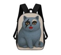 sinyumoney Glam Rock Cat 3D Printed Kids Backpacks Boys Fashion School Bag Travel Backpacks School Bags for Boys Elementary School Students 17inch