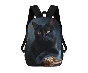 sinyumoney Glamorous Black Cat Portrait Backpack School Bag Large School Backpack for Boys - Perfect for Travel, Work And Daily Use 17inch