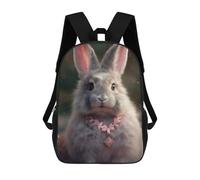 sinyumoney Glamorous Bunny Necklace Backpacks 3D Printed Kids School Backpack Outdoor Casual Daypack Fashion Casual Children Backpacks Cute Travel Bags 17inch