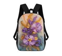sinyumoney Glamorous Floral Artwork Backpack School Backpack Kids School Bag Large Capacity Kids Backpack for School Rucksack 3D Book Bag Gifts for Kids 17inch