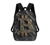 sinyumoney Glamorous Marble Texture Wall Art 3D Printed School Bag Children's School Backpack Schoolbags Travel Backpacks Casual Fashion Bag for Kids School Students 17inch