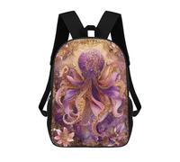 sinyumoney Glamorous Octopus Art Print 3D Printed 17inch Kids School Backpack School Bag Fashion Rucksacks for Boys Elementary And Middle School Students