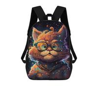 sinyumoney Glasses Cat Art Print School Bag 3D Printed 17inch Backpacks Fashion Kids School Backpack Rucksacks for Boys Elementary And Middle School Students