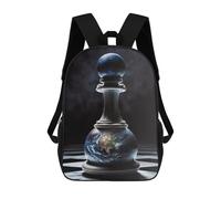 sinyumoney Global Chess Piece Earth Edition Backpacks, Kids Backpack Student School Bag 3D Printed Travel Backpacks Fashion Accessory Backpack Children Waterproof School Bags 17inch