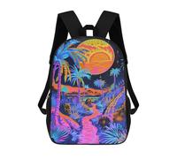 sinyumoney Glow in Dark Neon Palm Trees Backpack Schoolbags for Boys Girls Casual Sport Daypack Elementary Primary Large Capacity Bookbags 17inch