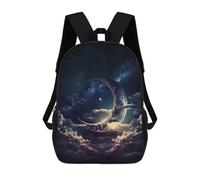 sinyumoney Glowing Abstract Moon Backpacks Children's Backpacks School Bag 3D Printed Children's School Backpack Fashion Travel Backpacks for Kids Elementary Middle School 17inch