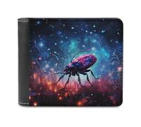 sinyumoney Glowing Beetle in Fantasy Field 3D Print PU Leather Wallet Slots ID Window Slim Elegant Leather Wallet Craftsmanship Gifts 11.7cm*9.5cm