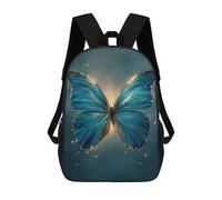 sinyumoney Glowing Blue Butterfly Art Print Children's Backpacks 17inch School Backpack 3D Printed Bag Bookbag for Kids Travel Rucksacks Boy Girl Book Bags Kids School Bag