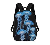 sinyumoney Glowing Blue Jellyfish 17 Inch Backpack School Bag Rucksack for Girls Boys Large Capacity Kids Back Pack Lightweight School Bags for Children Students