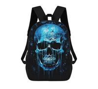 sinyumoney Glowing Blue Skull Artwork-2 Rucksack Fashion Stationery Backpack Waterproof Casual Daypacks for Boys/Girls/Teenagers 17inch
