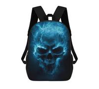 sinyumoney Glowing Blue Skull Artwork 3D Printed Children's School Backpack for Kids High Capacity Travel Rucksacks Book Bags Kids School Bag Back Pack 17inch
