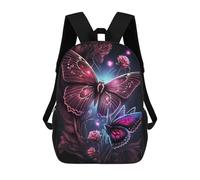 sinyumoney Glowing Butterflies Garden-1 Kids Backpacks,3D Personalized School Bookbags for Boys Girls Large Schoolbags Casual Daypack 17inch