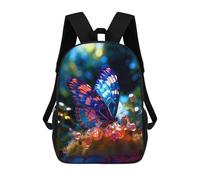 sinyumoney Glowing Butterfly Garden-2 3D Printed Kids School Bag Rucksacks Children's School Fashion Casual Back Pack High Capacity Travel Book Bags Backpack for Kids 17inch