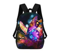 sinyumoney Glowing Butterfly Garden-3 School Bag 3D Printed Backpacks Fashion Kids School Backpack Boys Rucksacks for Boys Middle School Students 17inch