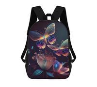 sinyumoney Glowing Butterfly Garden School Bag 3D Printed Backpacks Fashion Kids School Backpack Boys Rucksacks for Boys Middle School Students 17inch