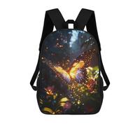 sinyumoney Glowing Butterfly in Forest Kids School Backpack School Bag 3D Printed School Bag for Boys Elementary And Middle School Students 17inch