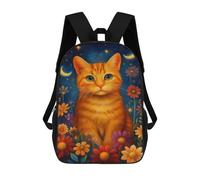 sinyumoney Glowing Cat Flowers Night 3D Printed 17inch Kids School Backpack School Bag Fashion Rucksacks for Boys Elementary And Middle School Students