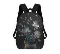 sinyumoney Glowing Cherry Blossom Vase 17 Inch Backpack School Bag Rucksack for Girls Boys Large Capacity Kids Back Pack Lightweight School Bags for Children Students