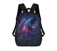sinyumoney Glowing Cosmic Octopus Art Print 3D Printed 17 Inch School Backpack Casual Children's Backpacks 3D Printed for Boys Elementary And Middle