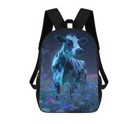 sinyumoney Glowing Cow in Flowers School Backpack Large School Backpack for Boys for Campus Outdoor Travel Sports 17inch