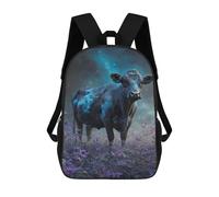 sinyumoney Glowing Cow in Purple Flowers Backpack School Computer Rucksack for School/Work/Travel- Perfect for Travel, Work And Daily Use 17inch