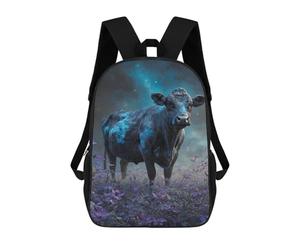 sinyumoney Glowing Cow in Purple Flowers Backpack School Computer Rucksack for School/Work/Travel- Perfect for Travel, Work And Daily Use 17inch