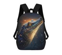 sinyumoney Glowing Crocodile Art Print Backpack School Large Water Resistant Laptop Backpack for School/Work/Travel 17inch