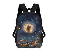 sinyumoney Glowing Dandelion Night Scene 3D Printed Children's School Backpack for Kids Travel Rucksacks Book Bags Kids School Bag 17inch