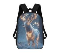 sinyumoney Glowing Deer in Winter Forest 3D Printed 17inch School Bag Children's School Backpack Travel Backpacks Casual Fashion Bag for Kids School Students