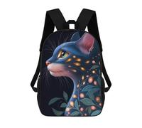 sinyumoney Glowing Egyptian Mau Cat with Floral Design Animal Children's Backpack, Schoolbag Large Capacity Students Bookbag Rucksack Knapsack for Boys Girls Adults Teen 17inch