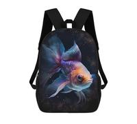 sinyumoney Glowing Fantasy Fish 3D Printed Children's School Backpack for Kids High Capacity Travel Rucksacks 17 Inch Book Bags Kids