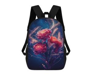 sinyumoney Glowing Fireworks Rose Bouquet Children's School Backpack Fashion Casual 17inch 3D Printed School Bags Boy School Backpack Large Backpack
